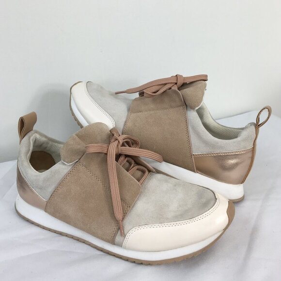 Dolce Vita Shoes - Dolce Vita Women's Casual Rose Gold Shiny Metallic Cream Suede Sneakers Size 7.5